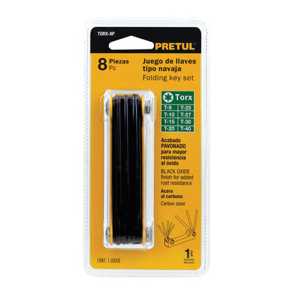 Juego de 8 llaves torx tipo navaja, cuerpo de lámina, PRETUL 21395