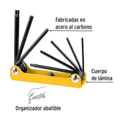 Juego de 8 llaves torx tipo navaja, cuerpo de lámina, PRETUL 21395