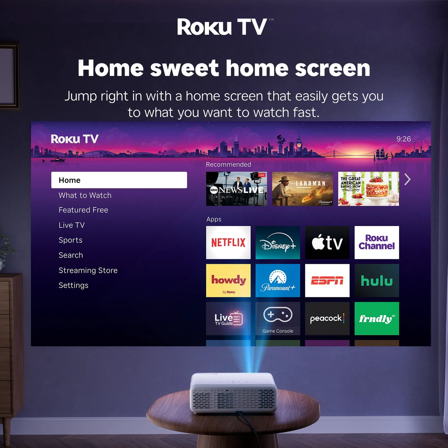 RoKu TV  Video proyector y roku 1080P HDMI Aurzen Roku Ref: EAZZE D1R