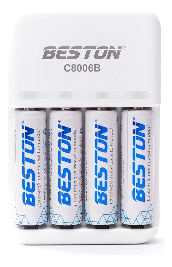 Cargador Beston BST-C8006B + 4 Pilas AA Recargables 1500mAh 1.2V