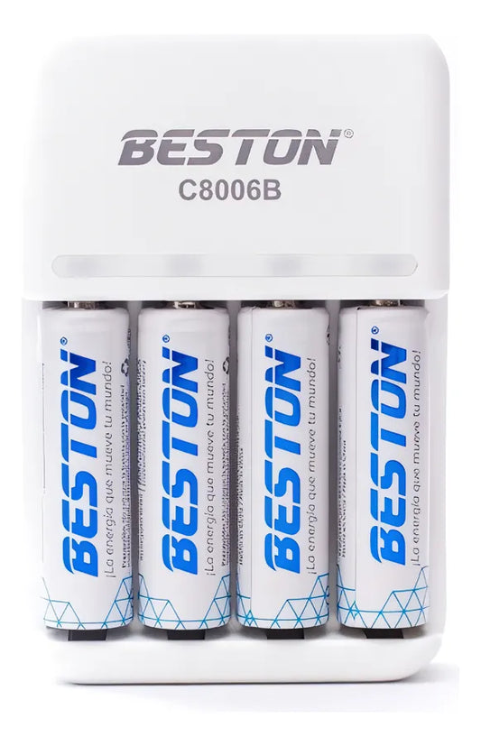 Cargador Beston BST-C8006B + 4 Pilas AA Recargables 1500mAh 1.2V