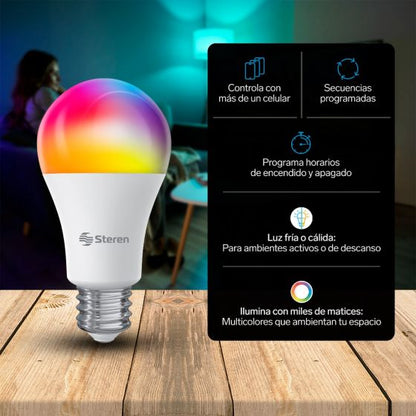Bombillo LED Wi-Fi RGB+W multicolor de 10 W SHOME-120 Steren