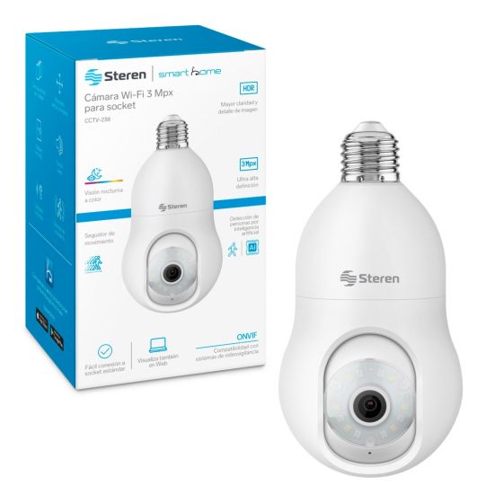 Cámara de seguridad Wi-Fi* 3 Mpx robotizada con seguidor de movimiento para socket