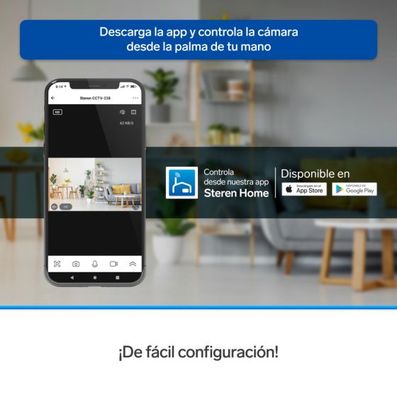 Cámara de seguridad Wi-Fi* 3 Mpx robotizada con seguidor de movimiento para socket