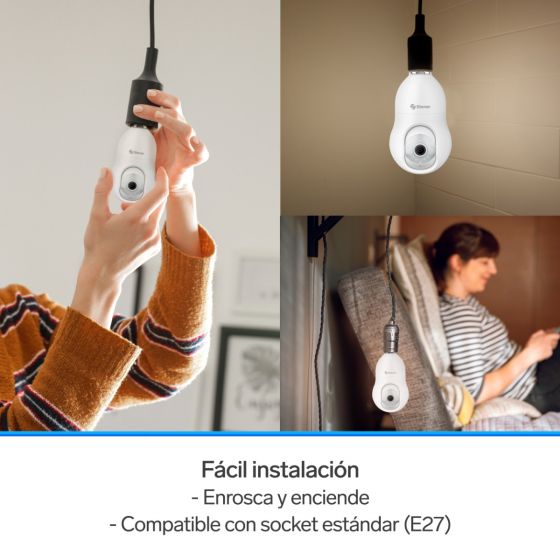 Cámara de seguridad Wi-Fi* 3 Mpx robotizada con seguidor de movimiento para socket