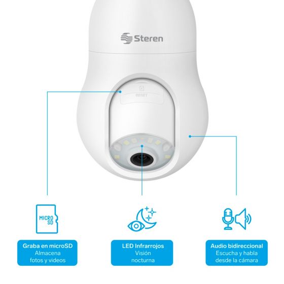 Cámara de seguridad Wi-Fi* 3 Mpx robotizada con seguidor de movimiento para socket