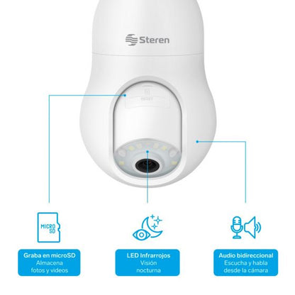 Cámara de seguridad Wi-Fi* 3 Mpx robotizada con seguidor de movimiento para socket