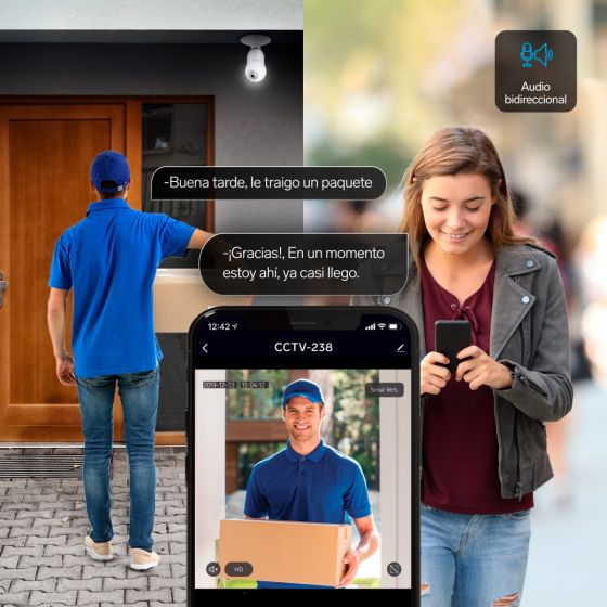 Cámara de seguridad Wi-Fi* 3 Mpx robotizada con seguidor de movimiento para socket