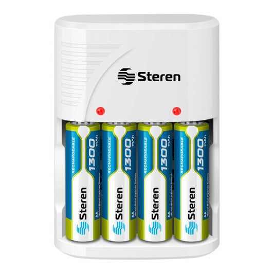 Cargador de pilas "AA, AAA y 9V". Incluye 4 pilas AA CRG-020 Steren