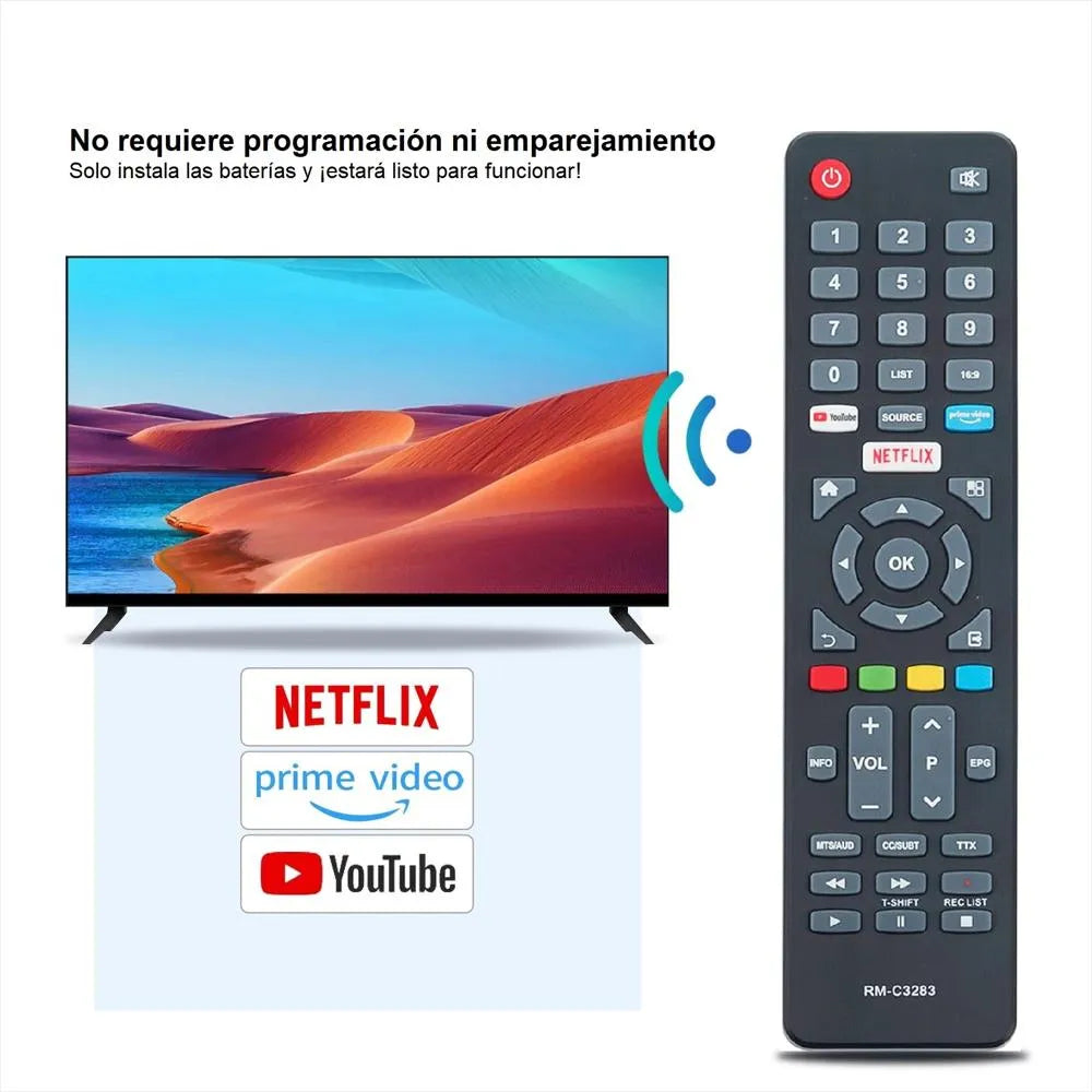Control Remoto Compatible Con Challenger, Hyundai, Simply, Jvc, Visivo Rm C3283, Ad1603, Smart Tv Repuesto, Reemplazo