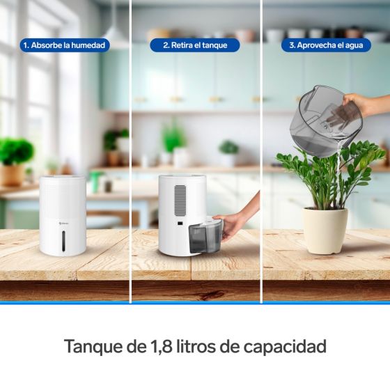 Deshumidificador electrónico con tanque de 1.8 L